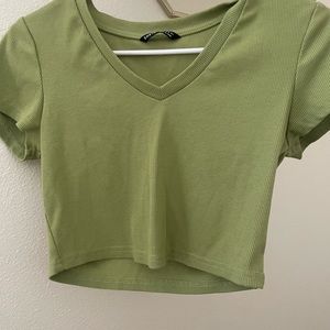 Green Crop top